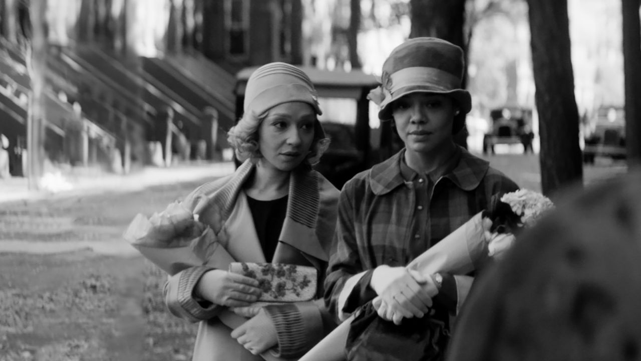 Ruth Negga and Tessa Thompson as Clare Kendry and Irene Redfield in Rebecca Hall's "Passing," a film adaptation of Nella Larsen's 1929 novel.