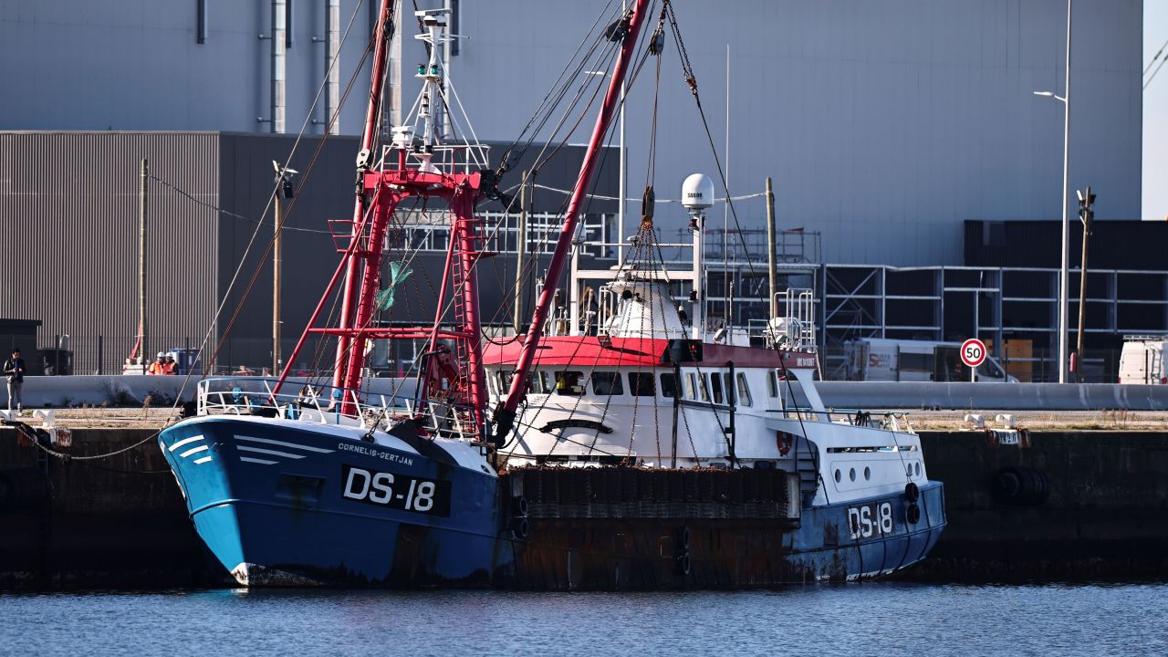 A British trawler is seen moored in the port of Le Havre after it was seized by France on Thursday. 