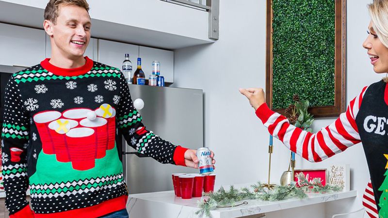 Beer pong ugly hot sale christmas sweater