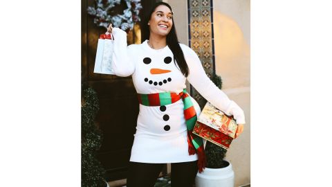 Ladies Snowman Scarf Sweater Dress