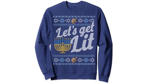 Ugly Hanukkah Sweater Let's Get Lit Menorah Sweatshirt