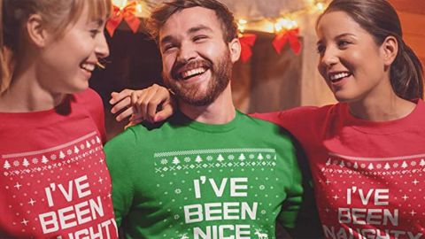 Tstars Store Xmas Nice & Naughty List Ugly Christmas Sweatshirt Set 