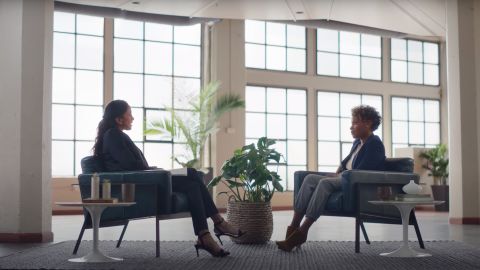 A screenshot of Facebook's TV commercial, "An Open Conversation on Privacy: Rochelle"