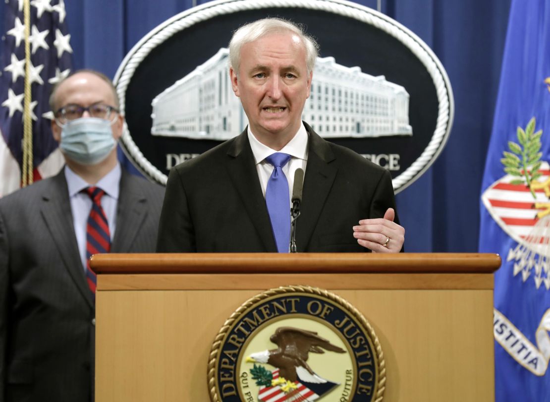 Jeffrey Rosen, deputy attorney general, speaks during a news conference at the Department of Justice (DOJ) in Washington, D.C.