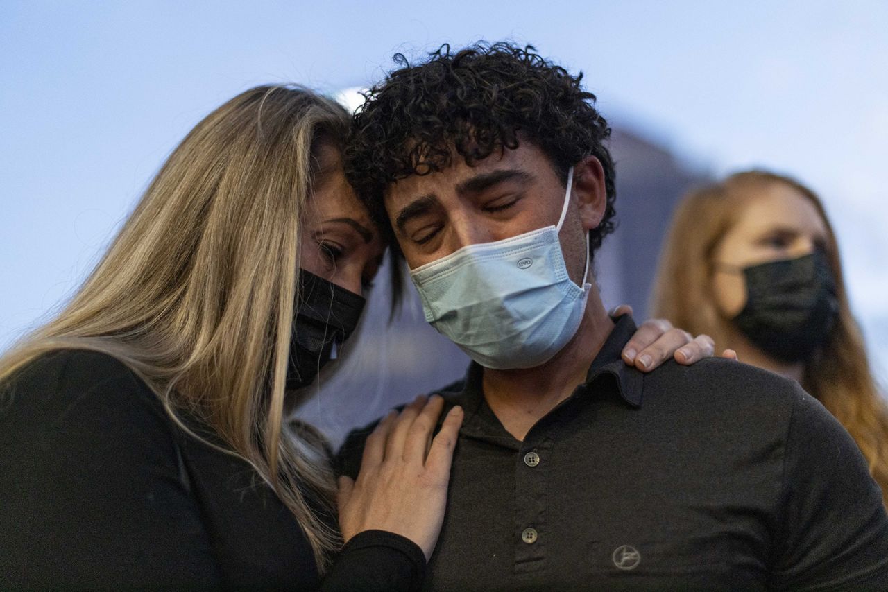 Members of the local film community mourn the loss of cinematographer Halyna Hutchins during a vigil in Albuquerque, New Mexico, on Saturday, October 23. Hutchins, 42, <a href="https://www.cnn.com/2021/10/26/entertainment/rust-alec-baldwin-shooting-unfolded-cec/index.html" target="_blank">was killed last week</a> during a shooting on the set of the movie "Rust."