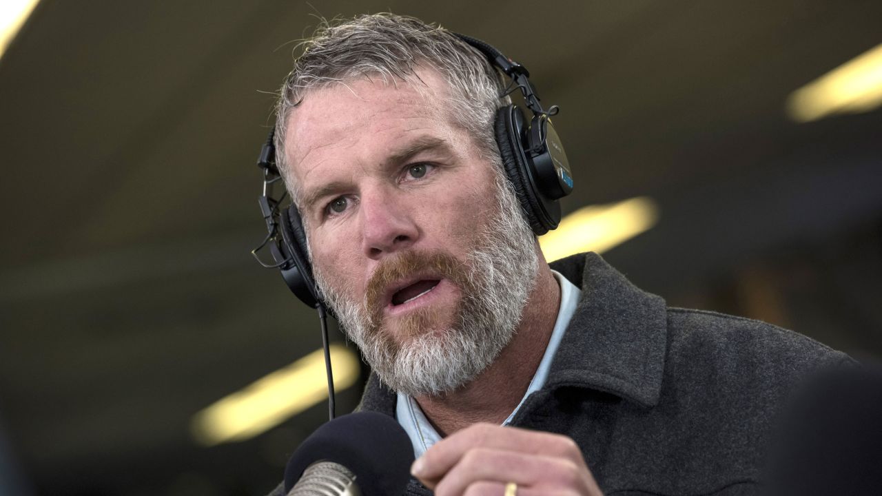 Brett Favre speaks during a Bloomberg Radio interview in San Francisco on February 5, 2016. 