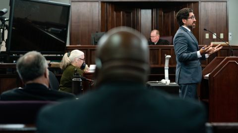 Prosecutor Paul Camarillo questions a potential juror during jury selection at the Glynn County Superior Court.