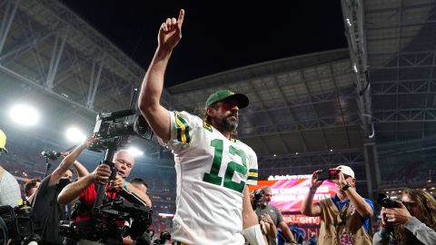 Rodgers celebrates after beating the Cardinals.