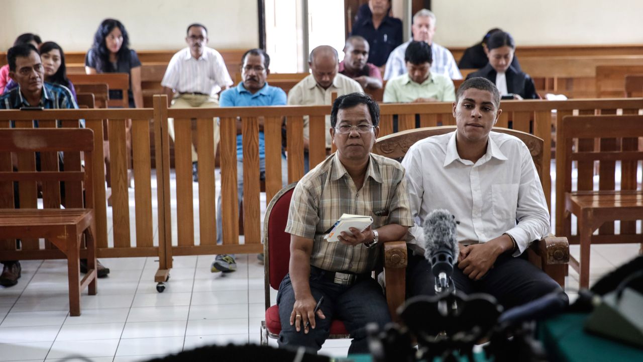 Tommy Schaefer listens to the judge during his verdict hearing on April 21, 2015 in Bali, Indonesia.