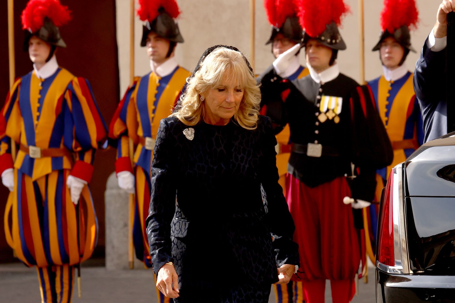 Jill Biden arrives Friday at the Apostolic Palace in Vatican City.