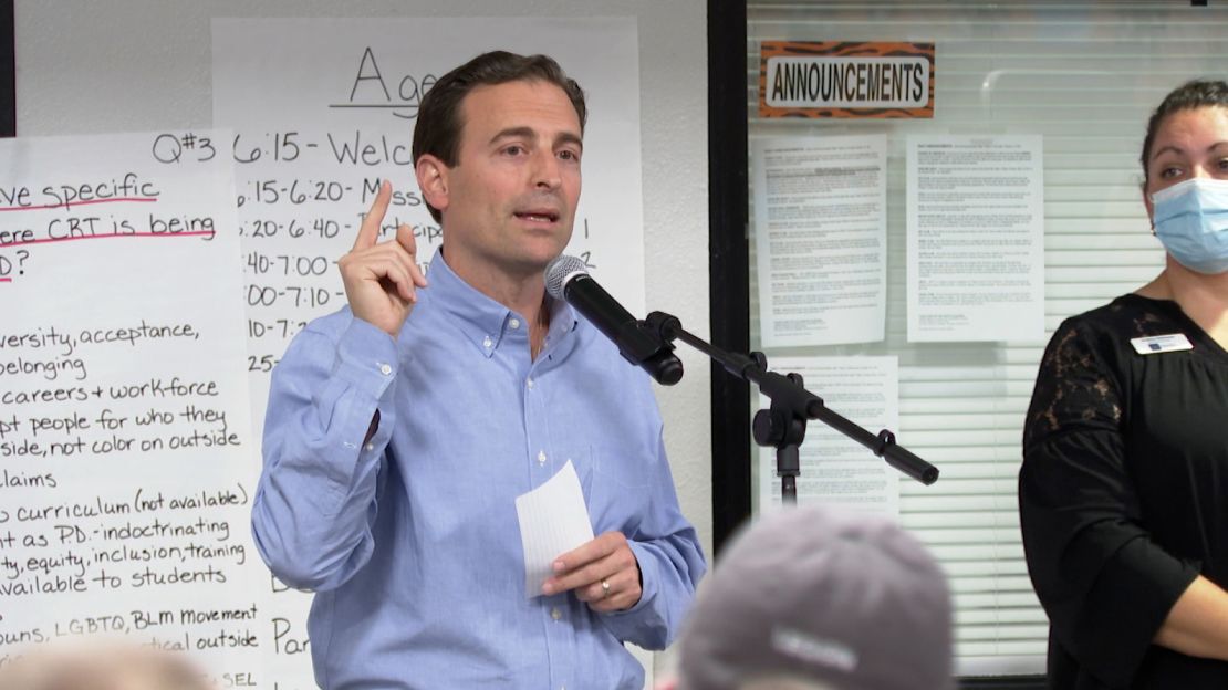 GOP Senate hopeful Adam Laxalt campaigned at the school board meeting, telling parents he would support them.
