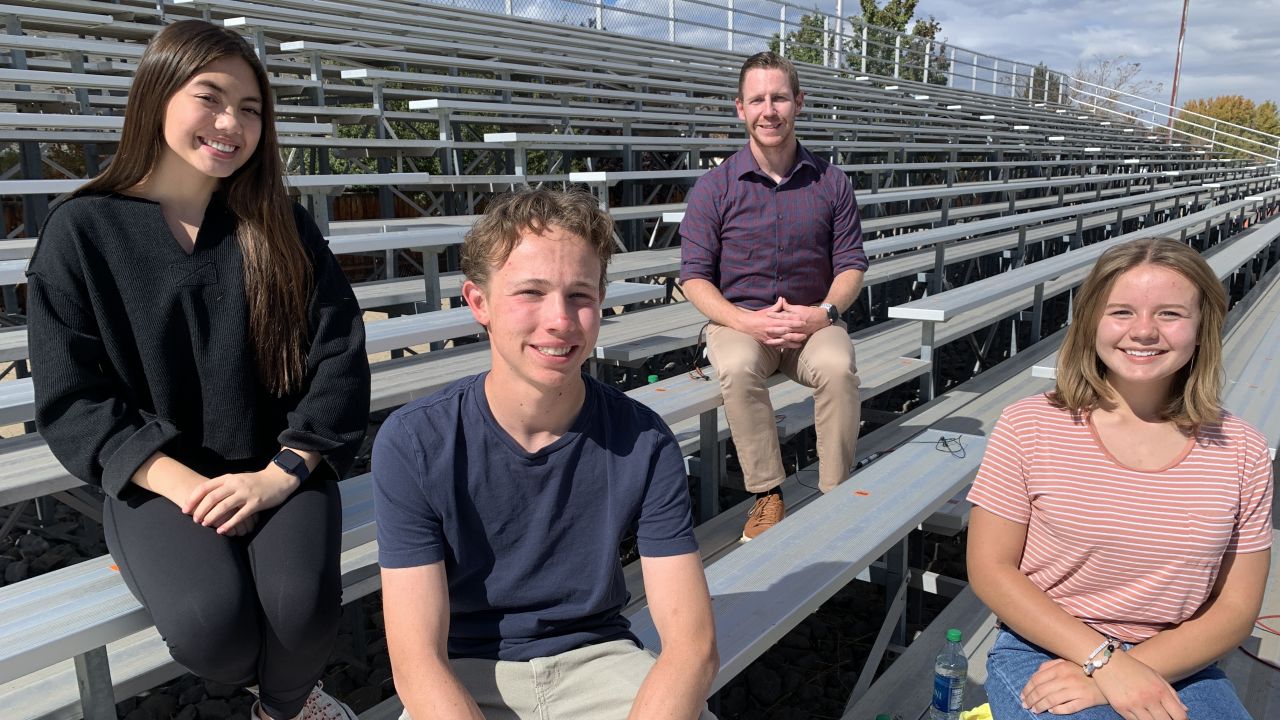 At Douglas High School, from left: Kimora Whitacre, Jacob Lewis, teacher Jim Tucker and Sydney Hastings. The students say the education focus should be elsewhere than on CRT.