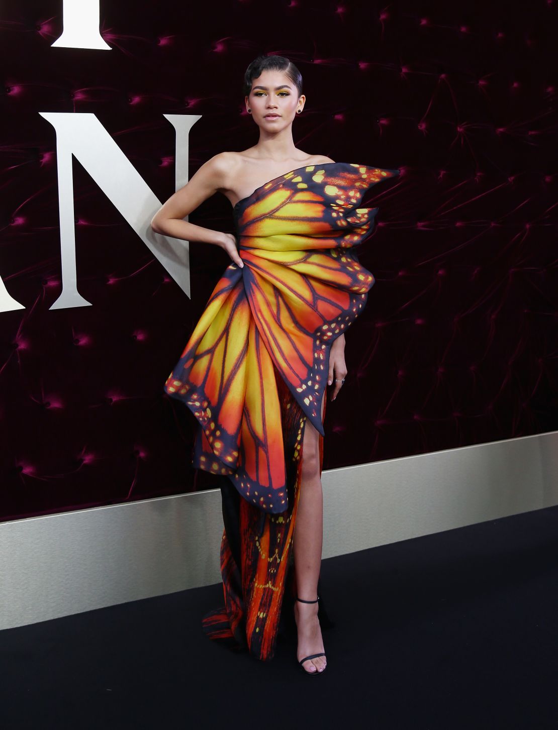 Zendaya often channels the spirit of her movies through her outfits -- as seen with the Moschino butterfly dress she wore to a 2017 premiere of "The Greatest Showman."