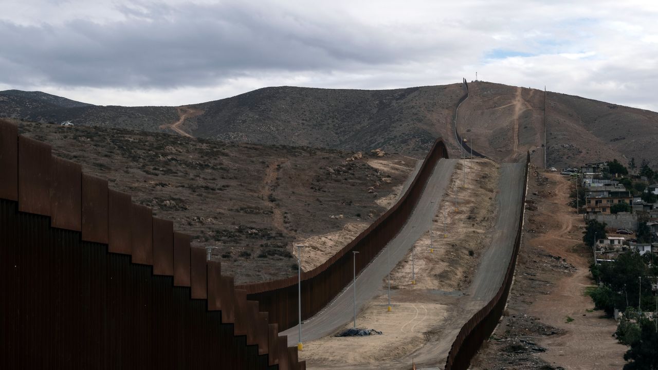 A section of the US-Mexico border fencing seen from Tijuana, Baja California state, Mexico on January 20, 2021. 