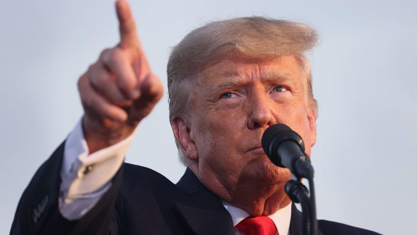 Former US President Donald Trump speaks to supporters during a rally at the Lorain County Fairgrounds on June 26, in Wellington, Ohio.