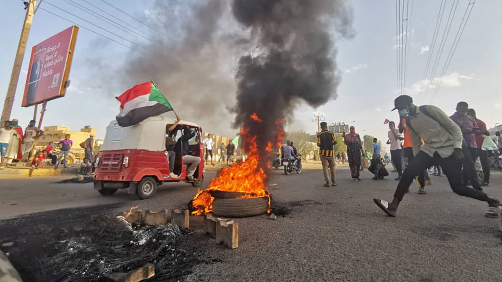 Demonstrators protest against the military takeover in Khartoum, Sudan, on Saturday. 