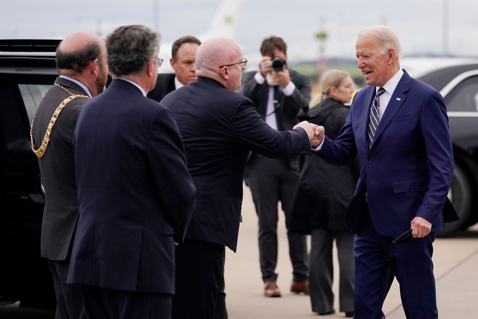 Biden is greeted at Edinburgh Airport before attending COP26. He and his wife, Jill, were in Italy over the weekend as he attended the Group of 20 Summit in Rome.