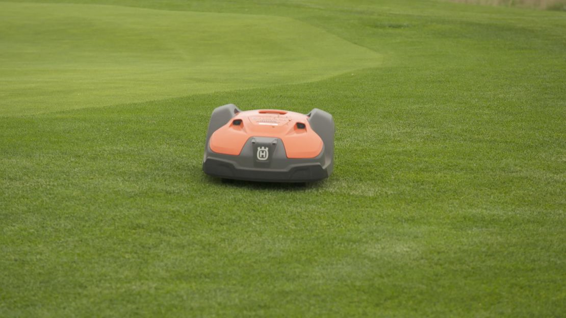 An electric mower used in Iceland's Brautarholt golf course. 