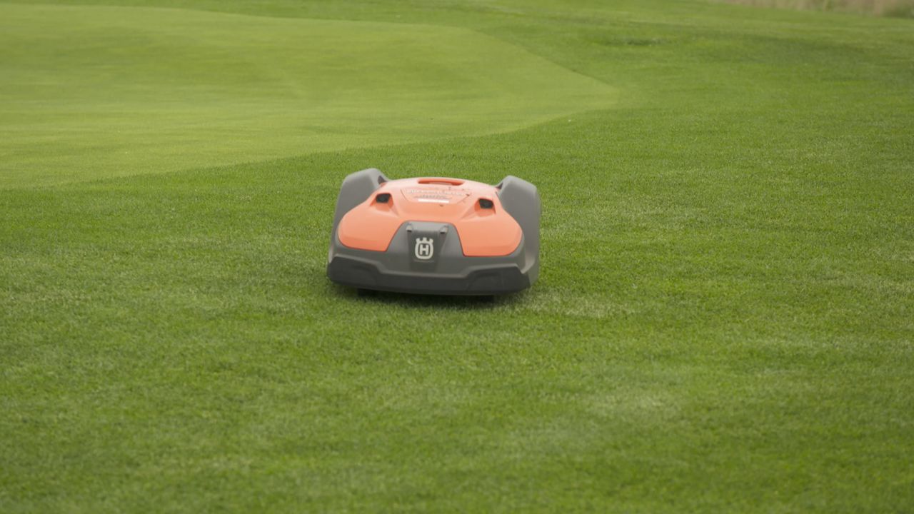 An electric mower used in Iceland's Brautarholt golf course. 