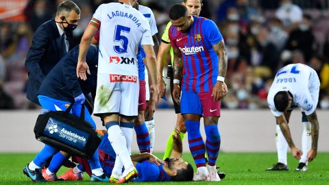 Sergio Aguero was forced off with chest pains during Barcelona's match against Alaves on October 30.