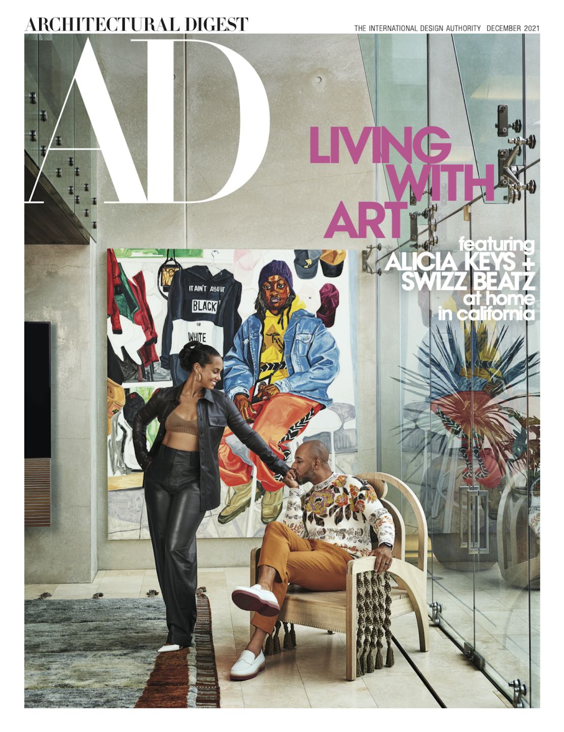 Alicia Keys and Swizz Beatz on the cover of Architectural Digest's forthcoming December issue.