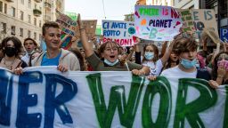 Up to 50,000 people joined a Fridays for Future school strike in Milan, Italy, ahead of COP26.