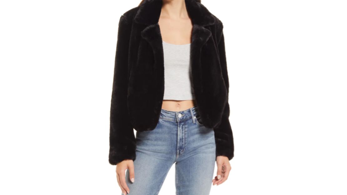 Blank NYC Cropped Faux Fur Jacket 