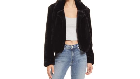 Blank NYC Cropped Faux Fur Jacket 