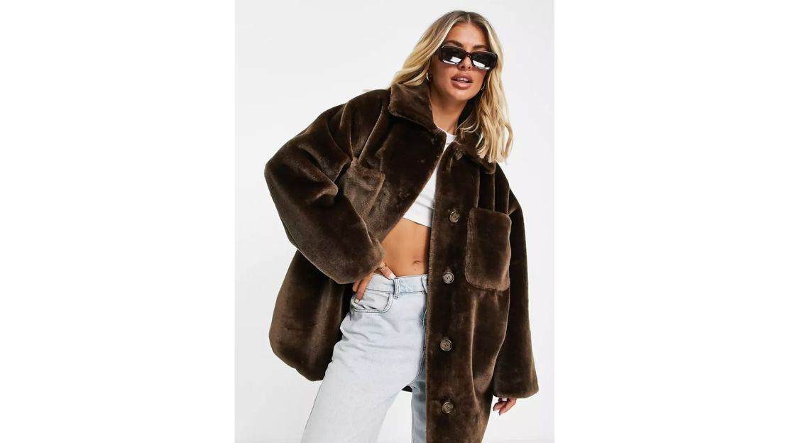 Neutral Short Faux Fur Coat, WHISTLES