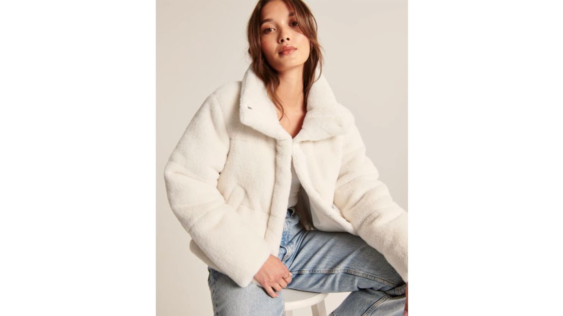 A&F Faux Mohair Mini Puffer 