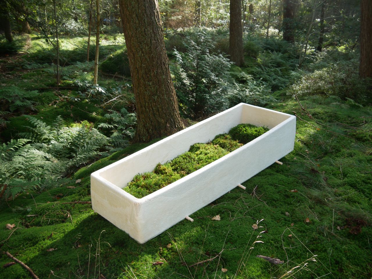 This "living cocoon" coffin, created by Dutch company Loop, is made from mycelium -- fungal fibers that usually live underground but can be cultivated in a laboratory.