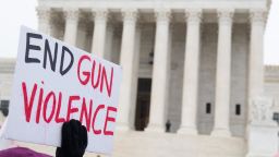 Supporters of gun control and firearm safety measures hold a protest rally outside the US Supreme Court in December 2019.
