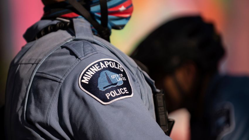 MINNEAPOLIS, MN - JUNE 11: Members of the Minneapolis Police Department monitor a protest on June 11, 2020 in Minneapolis, Minnesota. The MPD has been under scrutiny from residents and local city officials after the death of George Floyd in police custody on May 25. (Photo by Stephen Maturen/Getty Images)