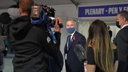 Mark Carney, the former Bank of England Governor, and now the prime minister's Finance Adviser for Cop26, speaks to a TV crew at the summit at the Scottish Event Campus (SEC) in Glasgow, where a group of finance ministers are backing a plan to create new global climate reporting standards, on Nov. 3, 2021.