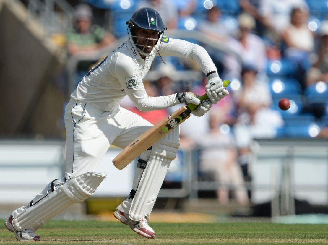 Azeem Rafiq of Yorkshire plays a shot during day one of the County Championship Division One match between Yorkshire and Warwickshire at Headingley on Aug. 2, 2013 in Leeds, England. 