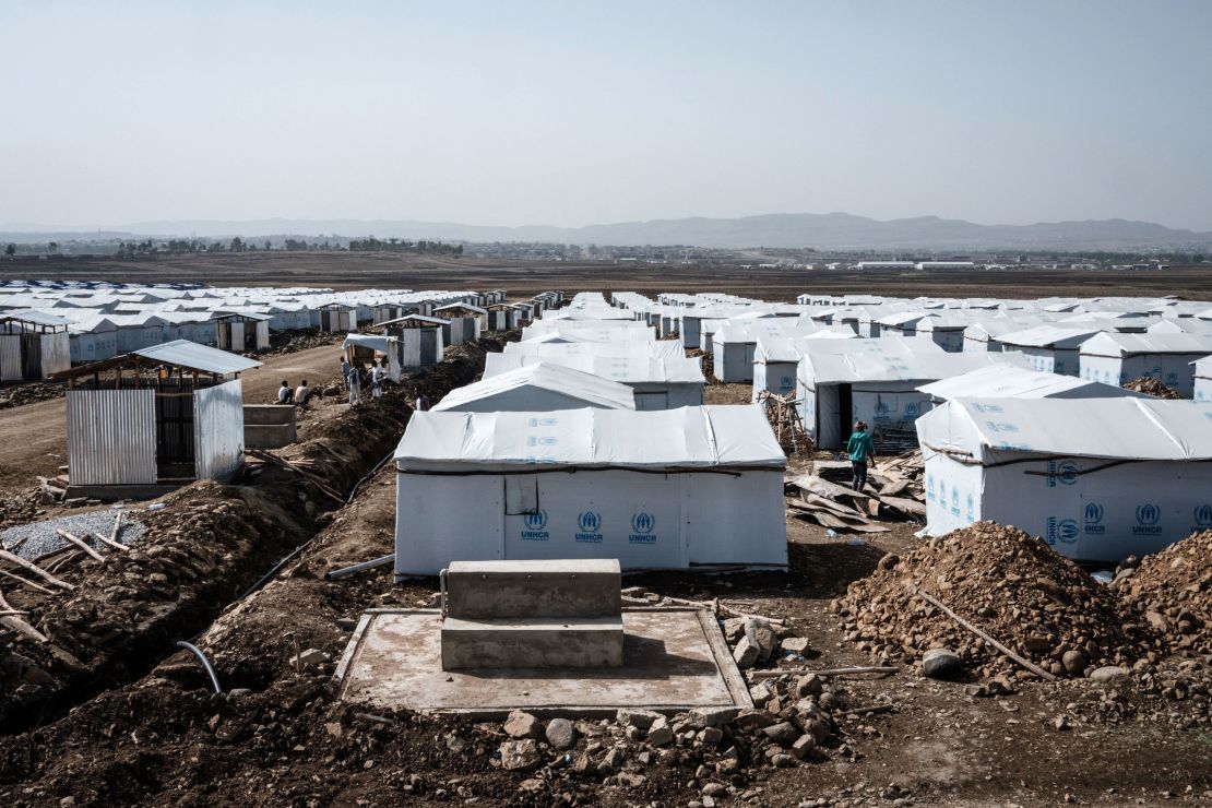 Shelters at a newly installed IDP camp  in Mekelle in June.