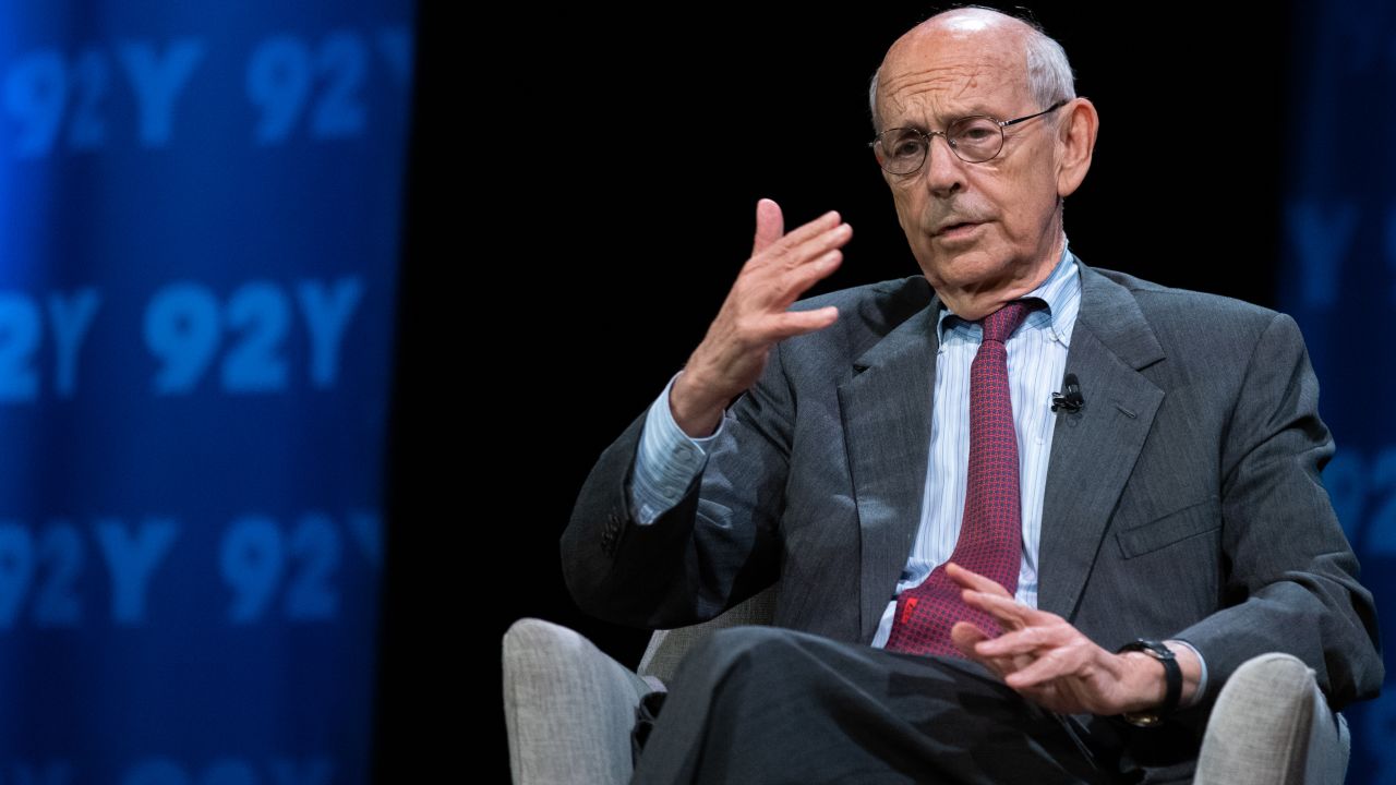 Justice Stephen Breyer speaks during an interview on "The David Rubenstein Show" in New York, in September. 
