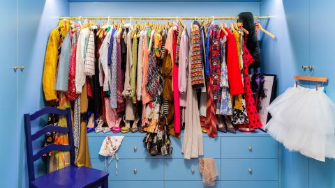 Carrie's closet is fully stocked for guests to play dress-up. Peep Carrie's famous tutu (sans stains) on the right.