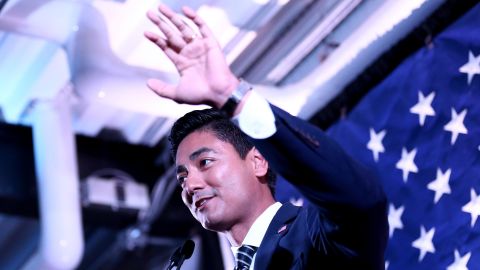 Aftab Pureval speaks during an election night watch party, Tuesday, Nov. 6, 2018, in Cincinnati.
