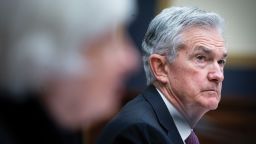 Jerome Powell, chairman of the U.S. Federal Reserve, listens at a House Financial Services Committee hearing on oversight of the Treasury Department and Federal Reserve coronavirus pandemic response on Capitol Hillon September 30, 2021 in Washington, DC. 