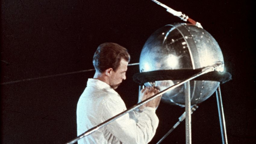 Soviet technician working on sputnik 1, 1957. (Photo by: Sovfoto/Universal Images Group via Getty Images)