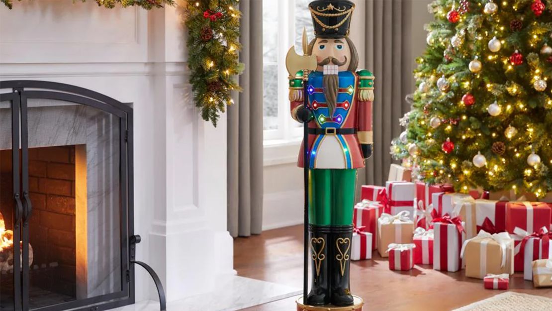Home Accents Holiday 3.5 ft LED Pre-Lit Christmas Nutcracker with Axe Standing Decor