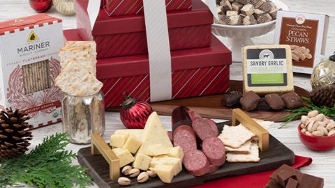 Gourmet Gift Baskets Happy Holidays Meat and Cheese Gift Tower