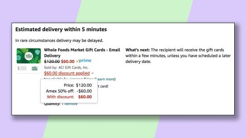 Save money on your grocery bill by buying a Whole Foods gift card at Amazon with this promotion.