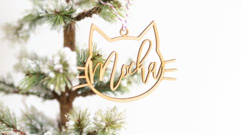 BirchBarAndCo Personalized Cat Ornament