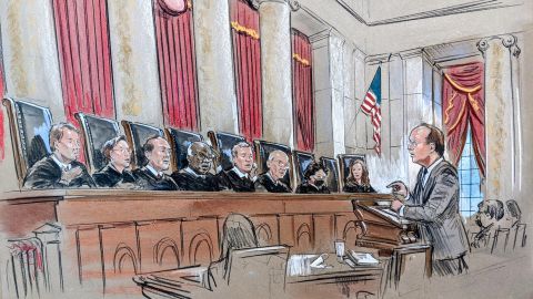 Lawyer Paul Clement speaks to the Supreme Court during oral arguments on November 3, 2021. 