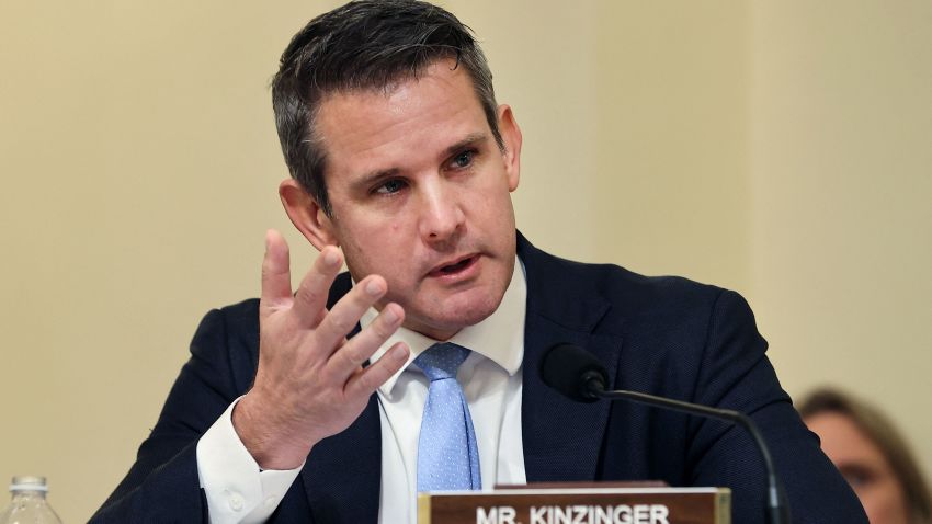 US Representative Adam Kinzinger speaks during the Select Committee investigation of the January 6, 2021, attack on the US Capitol, during their first hearing on Capitol Hill in Washington, DC, on July 27, 2021. - The committee is hearing testimony from members of the US Capitol Police and the Metropolitan Police Department who tried to protect the Capitol against insurrectionists on January 6, 2021. (Photo by Chip Somodevilla / POOL / AFP) (Photo by CHIP SOMODEVILLA/POOL/AFP via Getty Images)