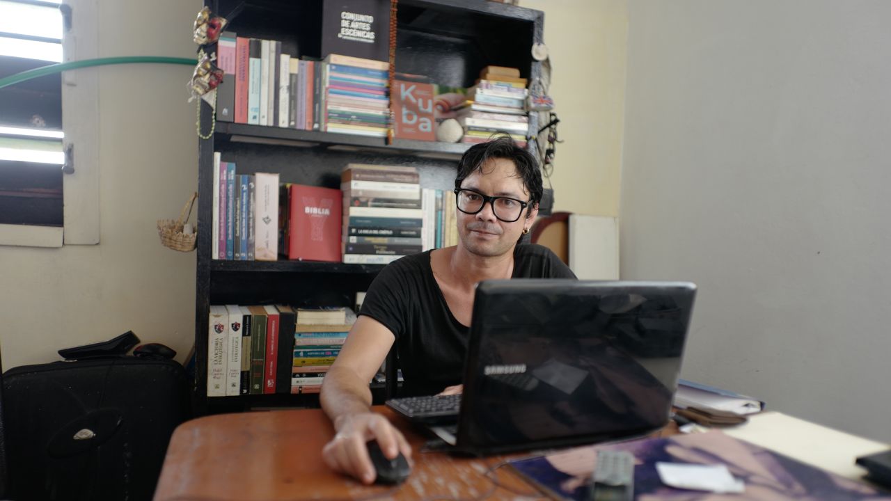 Garcia Aguilera at his home in Havana.