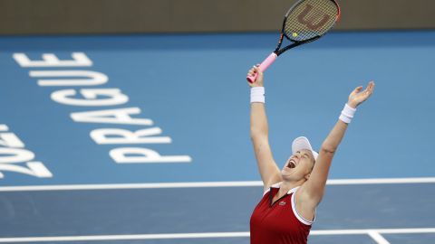 Anastasia Pavlyuchenkova beating France's Alize Cornet during the Billie Jean King Cup.