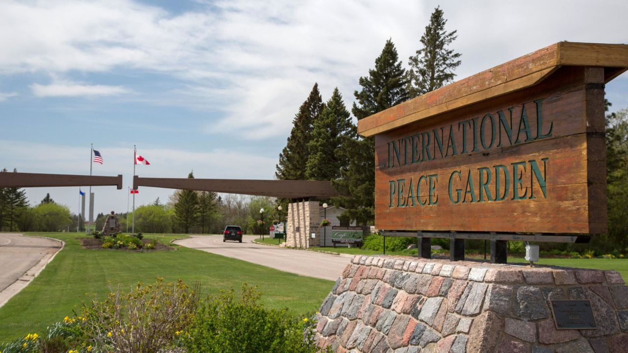 The International Peace Garden sits on the US-Canadian border. 
